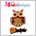 Nueva promoción Fall Havest Glitter Owl Metal Home Decor